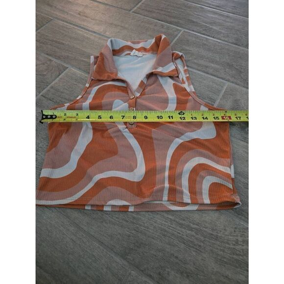 Peach Love Retro Tank Hippy Y2K 90s Orange‎ Size Medium Large - Picture 3 of 7